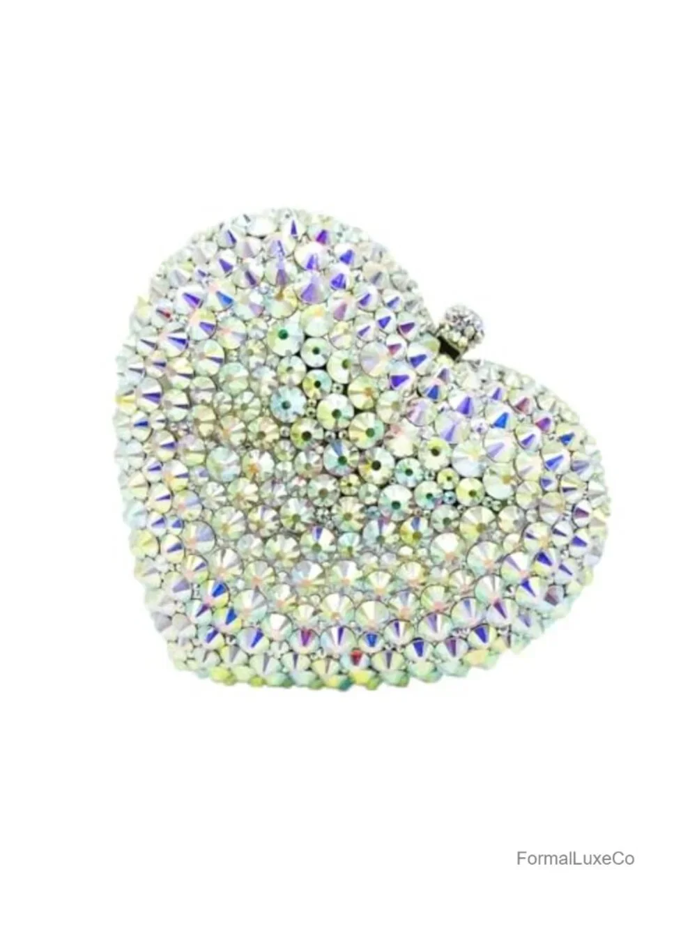 Crystal Heart Clutch Evening Bag, Rhinestone Party Minaudiere Handbag,
